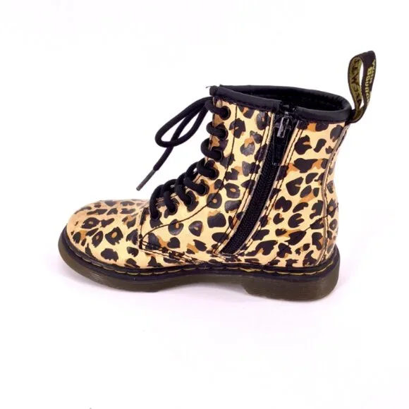 Dr. Martens | Leopard Print Combat Boots Girls Size 11 - Picture 7 of 8